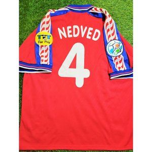 Nedved Czech Republic Puma 1996 EURO FINAL Home  Soccer Jersey XL